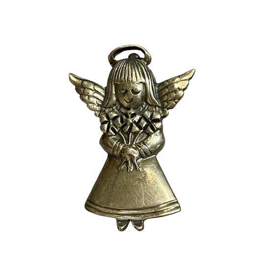 Marked 925 Sterling Silver Angel Little Girl with… - image 1
