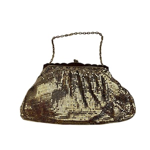 Vintage 10 inch Whiting & Davis Co Gold Tone Metal Mesh avond clutch portemonnee tas gemaakt in de VS MCM dames cadeau voor haar