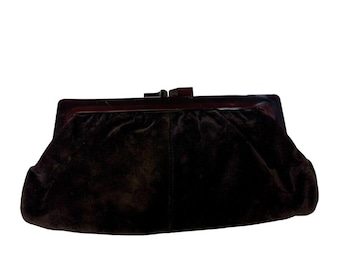 Vintage Ultrasuede Clutch, Hutzler's Baltimore, Bakelitrahmen, Made in Italy
