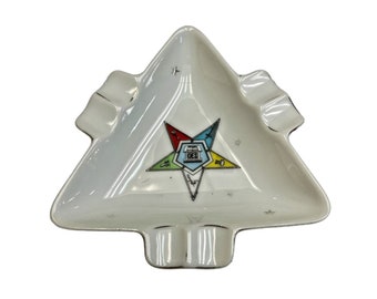 Vintage Lefton Freemason Ashtray, Masonic Order of the Eastern Star Emblem