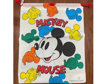 Vintage Mickey Mouse Drawstring Bag: Lucky Corporation Japan NOS Vinyl Disneyana