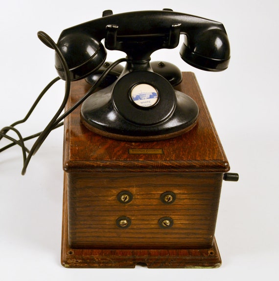 1930 Western Electric Wall Oak Ringer Box Phone Telephone With Etsy