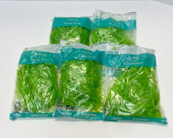 Vibrant Green Easter Grass, Basket Filler, 5 Packs