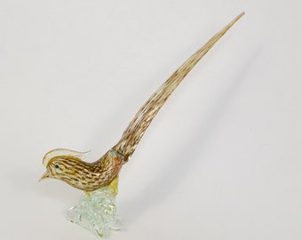 Murano Art Glas Fasan Figur, Gold Infundiert, Mid-Century Dekor