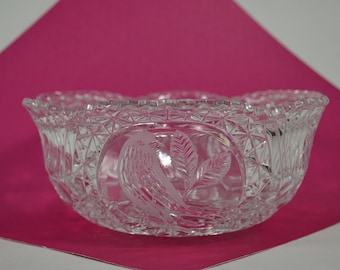 Vintage Hofbauer Crystal Bowl, Byrde Collection, Bird Pattern, West Germany