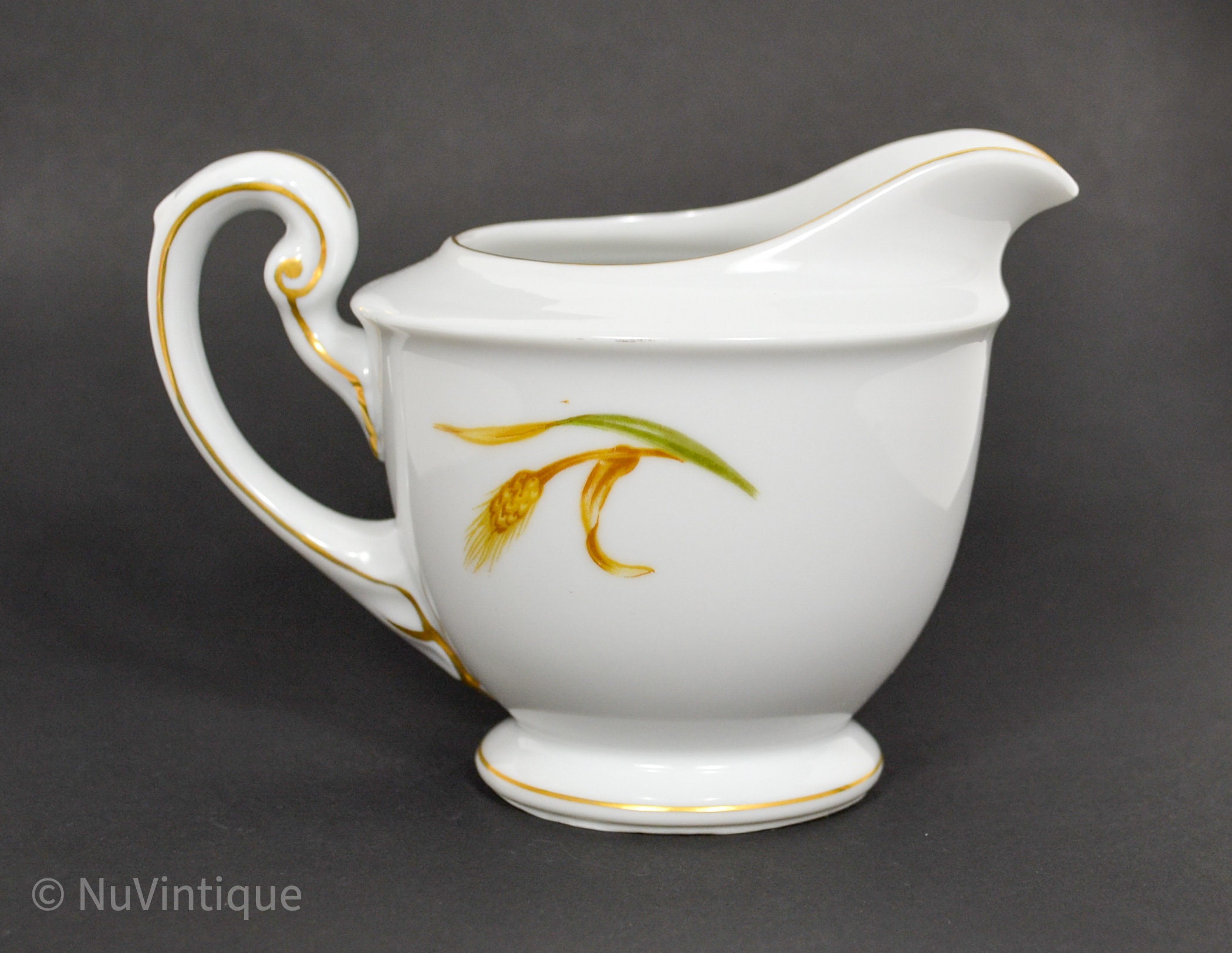 Vintage White Porcelain Creamer by Puritan China, Japan Wheat Pattern