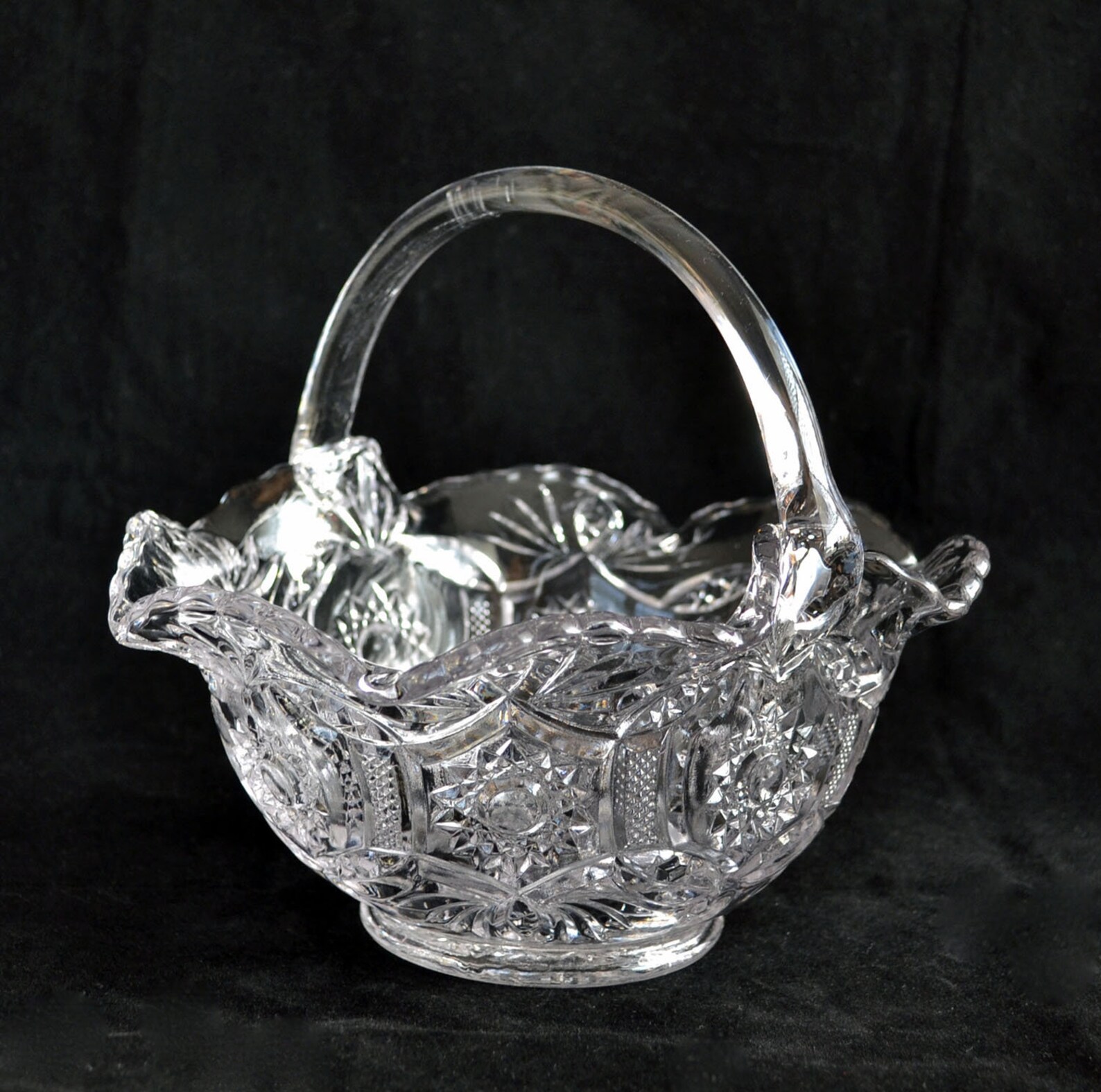 Vintage ImperialLenox Clear Glass Basket With Ruffled Edge Etsy