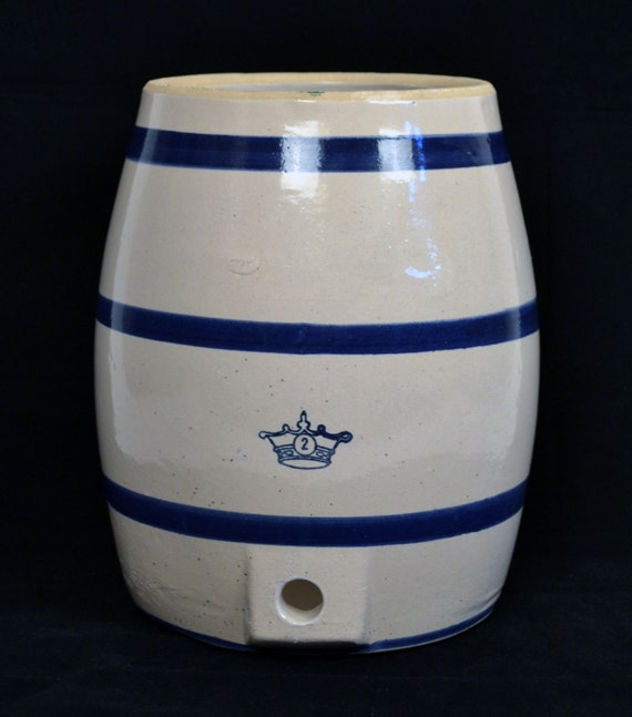Antique Blue Crown 2 Gallon Stoneware Crock, Robinson Ransbottom