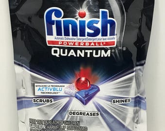 Pastillas de detergente para lavavajillas Finish Quantum Powerball. Cada paquete contiene 2 pastillas.