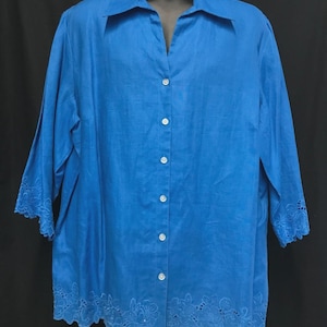 Jones New York Sport 100% Linen Button Up Shirt Size Large