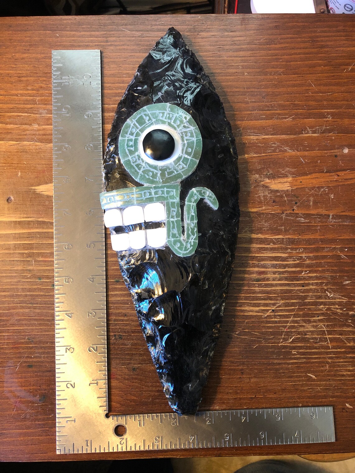 Mexica Aztec Flint Tecpatl with Face Sacrificial Obsidian Etsy