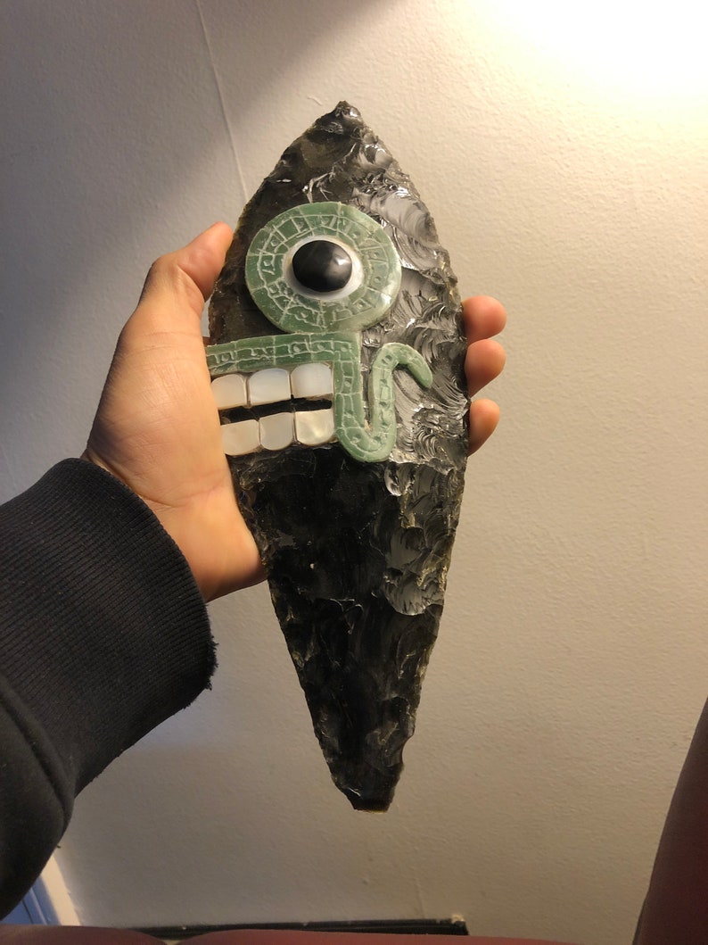 Mexica Aztec Flint Tecpatl with Face Sacrificial Obsidian Etsy