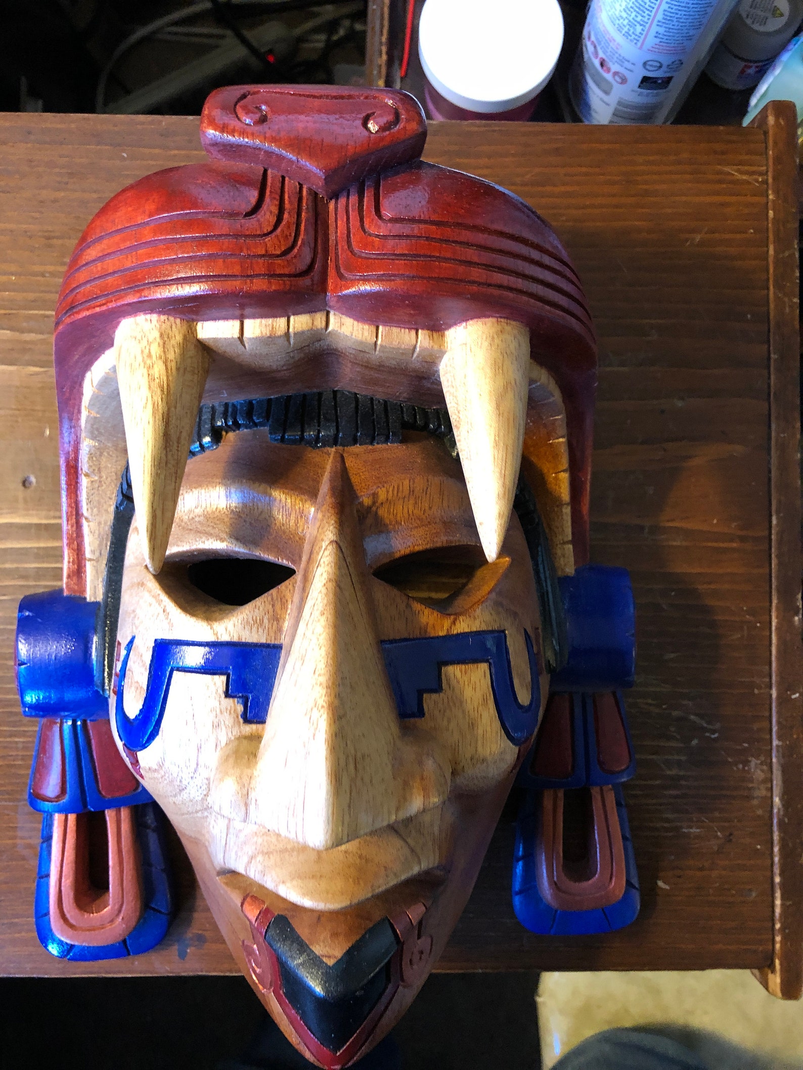 Aztec Jaguar Warrior Mask Wood Carving Hecho a mano de la Etsy
