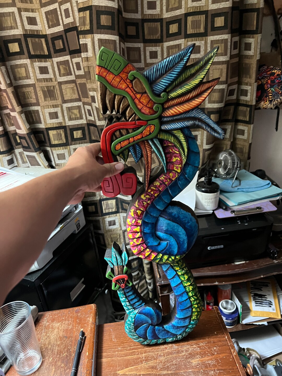 Quetzalcoatl Aztec Wood Carving 27 Maya Kukulkan Etsy