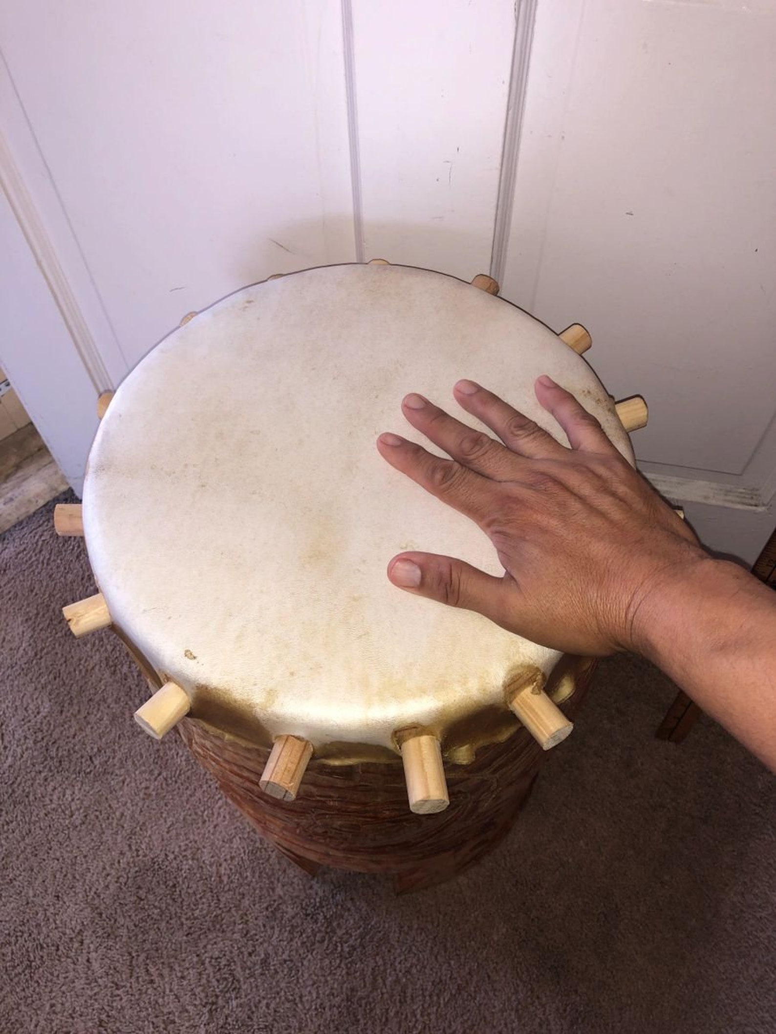 Medium Huehuetl Aztec Drum 21.5 tall by 12.5 | Etsy