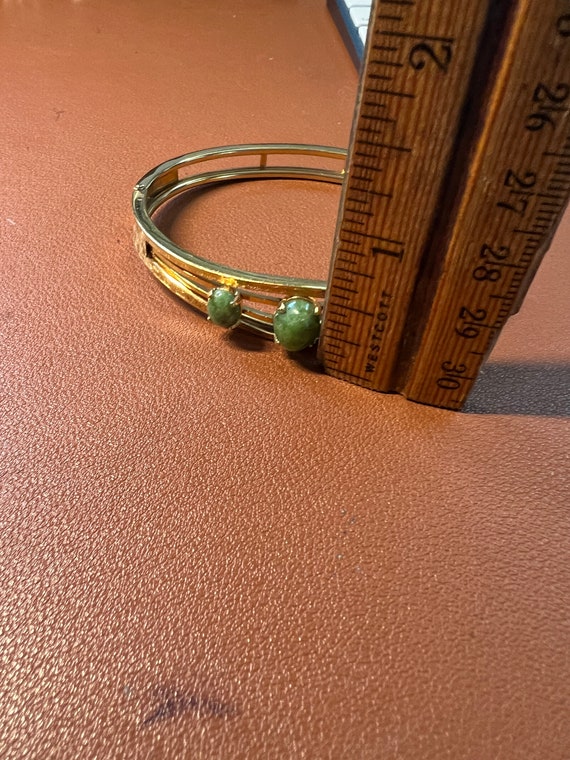 Vintage Carl-Art 12K Gold Filled Green Jade Brace… - image 8