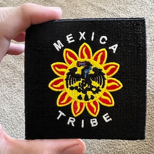 Embroidered Iron-on Patch of Cuitlahuac Mexica Tribe Flag, Iron-On Aztec Battle Banner patches, Pantli, Bandera, The Defeat of Cortez (#5)