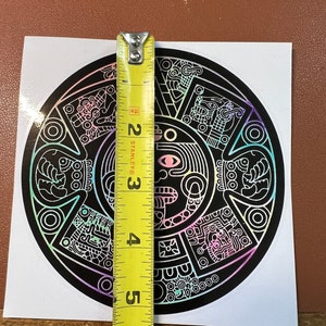 thumbnail image 2 of Aztec Tribal Calendar Mayan Mexico Biker Car Bumper Sticker – Multicolored Vinyl 2 of 4