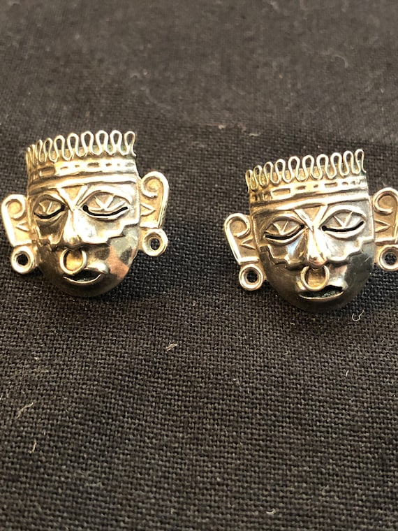 Xipe Totec Earrings, Screw Clip-Ons, Aztec Mexica