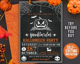 halloween birthday invitation etsy