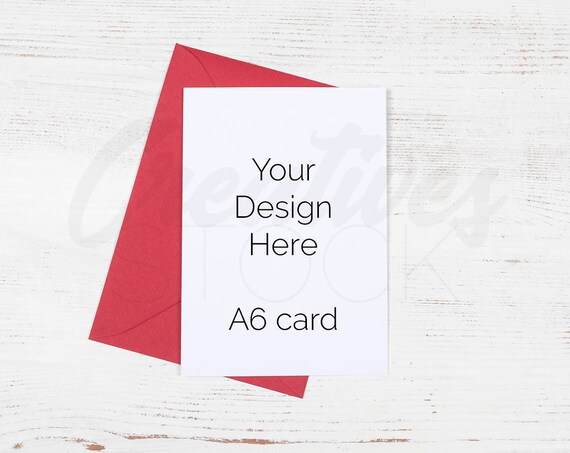 Red A6 Card Mockup Valentines Card Styled Stock Stationery