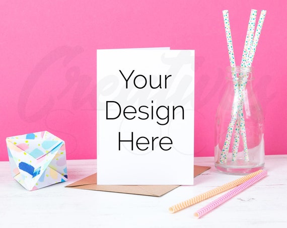 Pink Card Mockup Birthday Card Mockup Stationery Mock Up