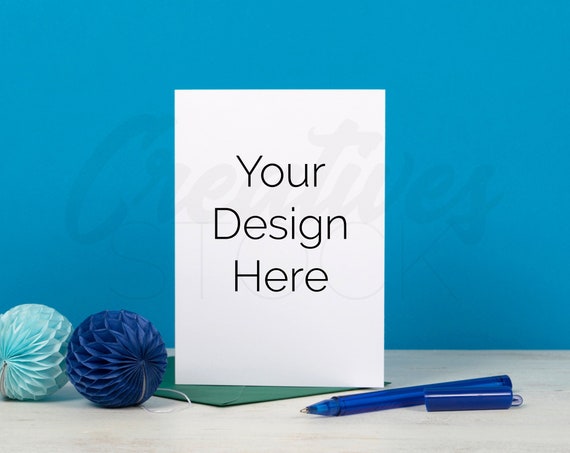 Birthday Card Card Mockup Blue Card Stationery Mockup A6
