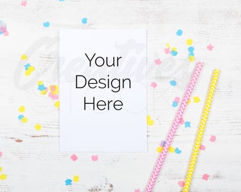 Pink Card Mockup Birthday Card Mockup Stationery Mock Up A6 Etsy