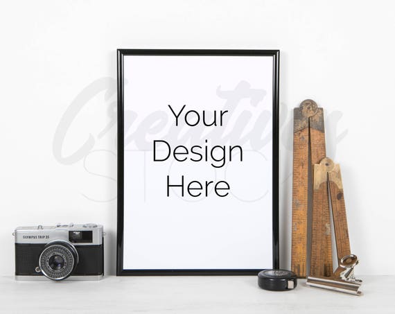 Mockup Frame A4 Black Frame Styled Stock Photograph A4