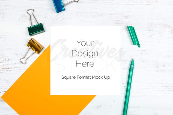 Square Card Mockup Birthday Card Styled Stock Photograph Stationery