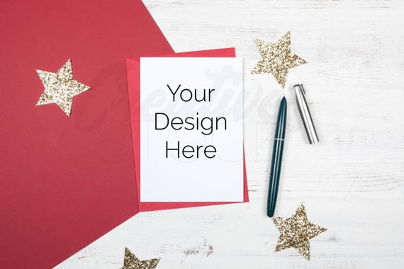 Valentines Card Mockup A6 Card Red Valentines Day Styled