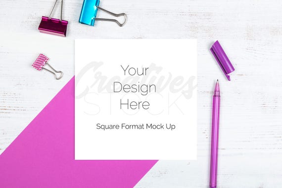 Square Card Mockup Styled Stock Photograph Invitation Greeting Card