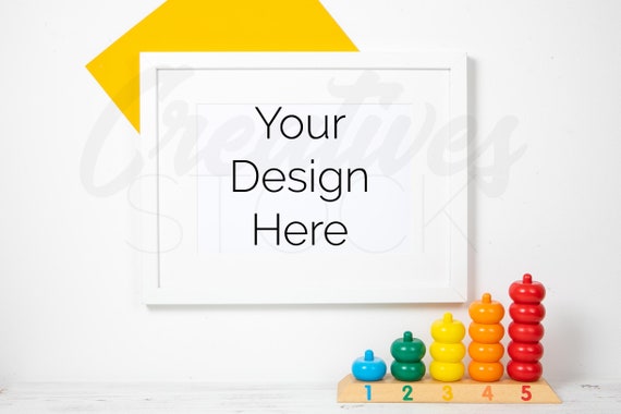 Landscape Frame Mockup Styled Stock Photograph White Frame Etsy