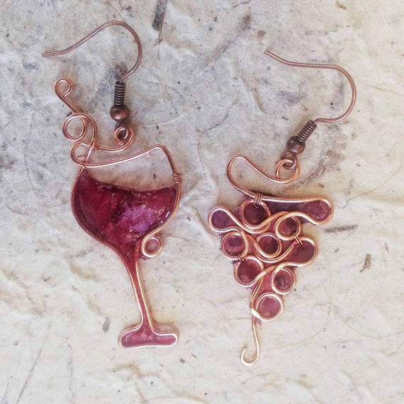 Handmade wine glass earrings