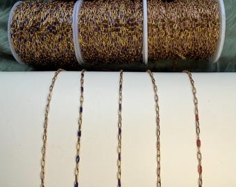 NEW PVD Stainless Steel Paperclip Sparkle Enamel Chain | Permanent Jewelry Supplies | Sold by Foot