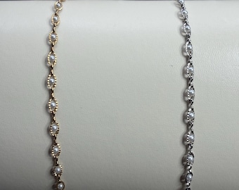 Textured Oval Pearl Link Chain PVD Stainless Steel chain by the foot for Permanent Jewelry