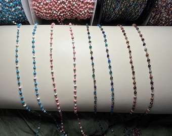 Ocean, Earth, Pink/White, Blue/White Colorful PVD Stainless Steel Chain by the Foot