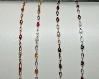 NEW Fall Colors and Sparkle Spun Sugar Paperclip Sparkle Enamel Bead Chain | PVD Stainless Steel for Permanent Jewelry | Sold by Foot