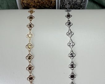 Four Leaf Clover Flower Chain – PVD Stainless Steel Chain by the Foot for Permanent Jewelry