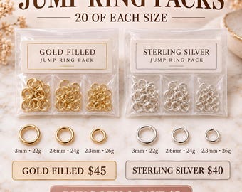 Gold-Filled or Sterling Silver Jump Ring Pack | 3 Sizes | Permanent Jewelry Supplies | 60 Jump Rings