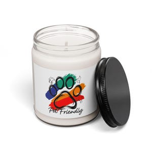 Vela colorida com estampa de pata, ideal para animais de estimação | À base de soja, 255g