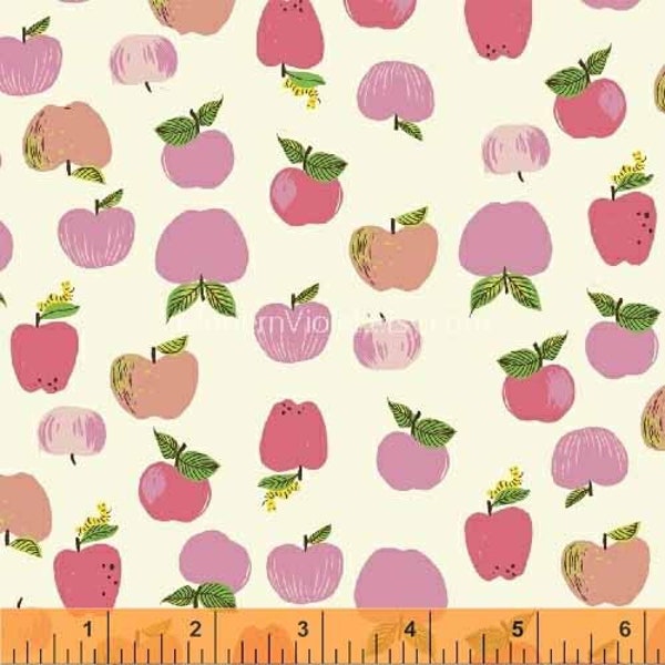 Fat Quarter Kinder by Heather Ross for Windham Fabrics, Apples in Pink 43483-1