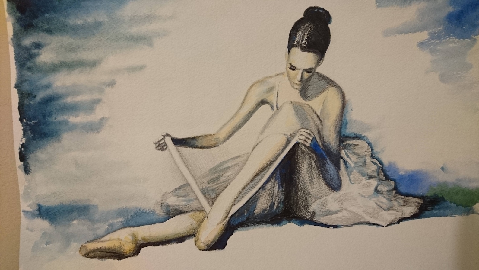 ballet dancer + perfect shoes +show light, a3, watercolour, contemporary, fine art littlecl@mail.ru