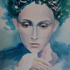Lost in thought Snow Ice Winter Queen Watercolour