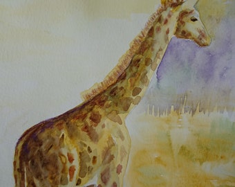 Giraffe in the morning mist A3