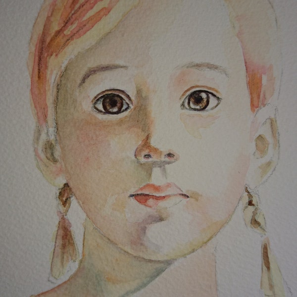 Tinkerbell Study. in the image of Ali Cavanaugh, little girl portrait Winsor & Newton Artist watercolour paper A4