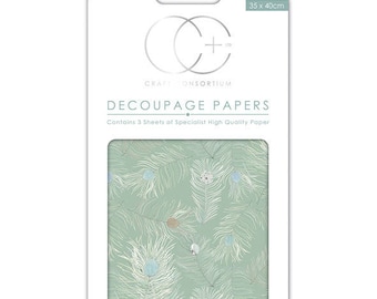 Paper patch (3 sheets) Green feathers - CCDECP048