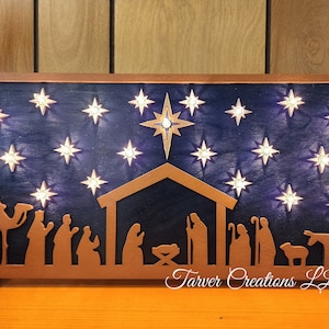 Light up Nativity - Nativity with Christmas lights - Home Decor - Manger Scene - Jesus