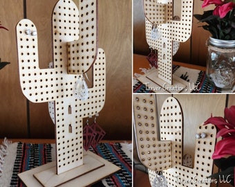 Cactus earring stand, earring holder, jewelry stand, Wood stand, Wholesale, Bulk