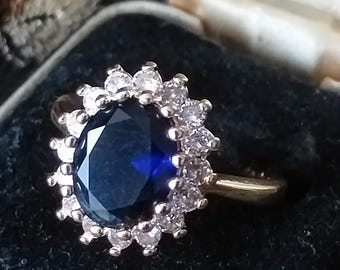 Vintage 1990-s Rolled Gold Sapphire Ring Size UK N US 6 3/4